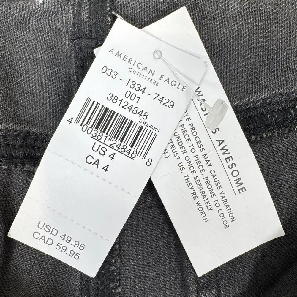 NWT American Eagle Black High-Waisted Distressed Denim Shorts -4